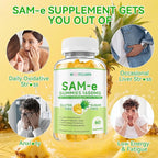 SAM-e L-Tyrosine Gummies with NAC, CoQ10 & Vitamin B Complex, 1600mg SAM-e, 1500mg L-Tyrosine Supplement for Energy, Cellular Antioxidant Support, Emotional Well-Being Support, 60 Count