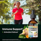 BIO KRAUTER® Turmeric and Ginger Supplement - Pure Vegan Liquid Turmeric & Ginger Tincture with Pepper 2 Fl.Oz 28 Days of Supply - Curcumin Drops for Joint Support, Antioxidant & Immune Support