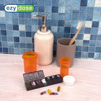 EZY DOSE Weekly (7-Day) Daily Pill Organizer, Vitamin Planner, Medicine Container, Case for Supplements and Fish Oils, Convenient and Easy to Use, Medium Compartments, Travel Friendly, Black, BPA Free