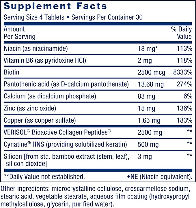 Life Extension Hair, Skin, & Nails- Collagen Plus, 120 Count