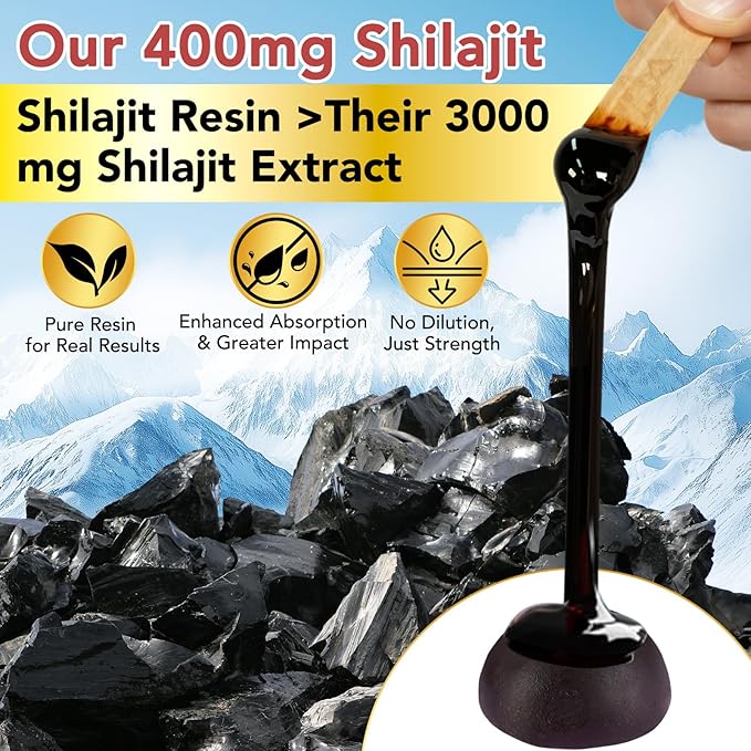 Shilajit Gummies, 60 Count, Himalayan Shilajit for Men and Women, Contain 85+ Trace Minerals, Non-GMO, Natural & Organic, Helps Boost Energy, Focus & Mood, Immune Support