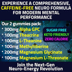 Alpha GPC Teacrine Magnesium L-Threonate & Glycinate Complex L-Theanine Methylliberine Gummies, Caffeine Gum Capsules Pills Supplement Pill Capsule Powder Supplements Alternative, 100mg 200mg 300mg
