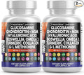 Clean Nutraceuticals Glucosamine Chondroitin MSM 1500mg with Turmeric Curcumin, Collagen, Hyaluronic Acid, Omega 3 – Joint Health Supplement for Men & Women (120 Count (Pack of 2))