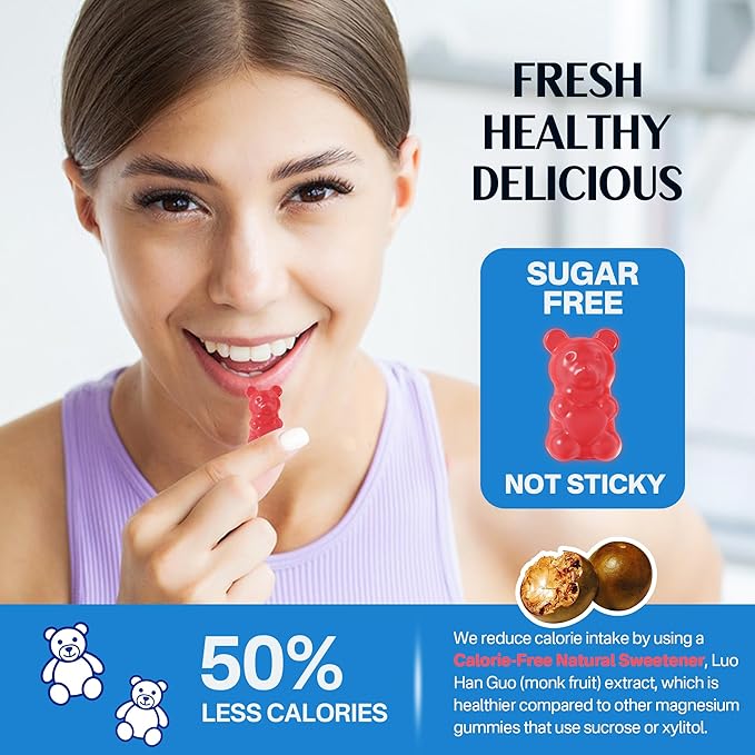 Nextdia Magnesium Malate Energy Gummies Plus L-Theanine, CoQ10, Methyl B12, Methylfolate, B6 & D3-400mg Magnesium Gummy Sugar Free for Women Men, Supports Muscle Function, Calm & Relax, Vegan, 60 Cts