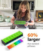 Extra Large Pill Organizer- XXL Pill Box 7 Day - Weekly Pill Organizer with AM PM Large Compartments Big Pill Case for Supplements Jumbo Pill Holder for Vitamins Huge Medicine Organizer 2 Times a Day