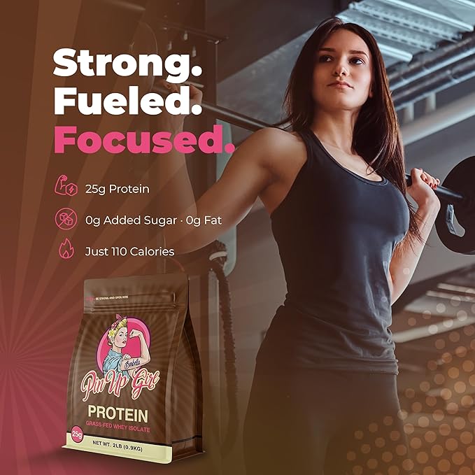 Pin Up Girl Whey Protein Isolate Powder | Dutch Chocolate | 25g of Protein Per Serving | Premium Muscle-Building Whey Protein for Women | Fat Free, Low Calorie, Low Carb, No Added Sugar (32 Ounces)