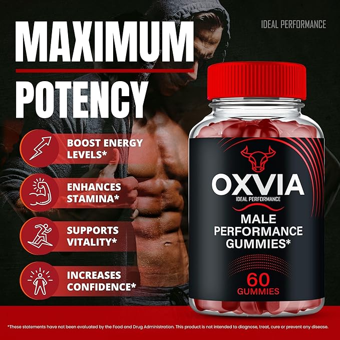 Oxvia Male Performance Gummies, Official Oxvia Supplement Gummies - Maximum Strength Performance, All Natural Support Overall Health & Wellness, Ox Via Advanced Support Gummy Reviews (2 Pack)