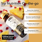 Diamond Liquid Collagen Drink for Women & Men, 15000 mg Hydrolyzed Marine Collagen Peptides with Vitamin C, Pomegranate, Hair Skin Nails Joints Bones Support, 50 ml x 30 Bottles