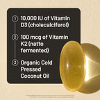 NatureWise Vitamin D3 10,000 IU Plus K2 (MK-7) 200 mcg with Organic Extra Virgin Coconut Oil - Supports Calcium Absorption, Bone, Heart & Immune Health - Non-GMO, Soy & Gluten-Free - 90 Softgels