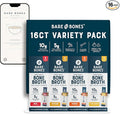 Bare Bones Bone Broth Powder Packets Variety Pack | 5 g Collagen | 10 g Protein | Keto & Paleo Friendly | No Artificial Flavors | Non-GMO, Gluten-Free, Dairy-Free on-the-go 16 Pack + Recipe Guide