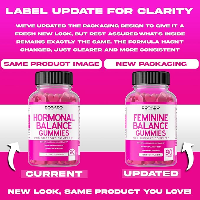 Feminine Balance For Women Gummies & PMS Gummies (90 Count) - Natural Feminine Balance for Women - Cramps, Bloating, Mood Swings, Hot Flashes - Formulated with Cranberry, Dong Quai & Chasteberry