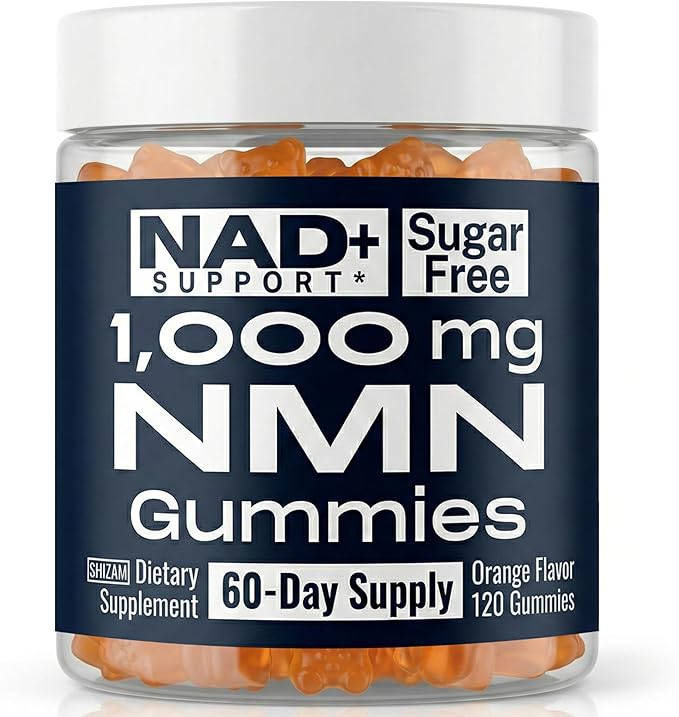 SHIZAM NMN Supplement Gummies – Nicotinamide Mononucleotide (NMN) 1000-mg per Serving | NAD+ Supplement Format | Sugar-Free NMN Gummies | 120 Gummies | 60-Day Supply