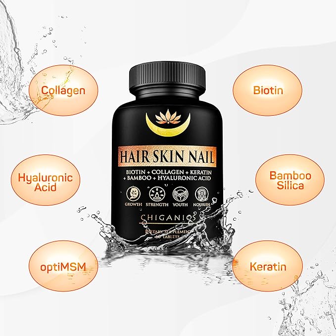10X Potent Hair Skin and Nail Growth Vitamins Infused with Keratin + Collagen + Silica for Vibrant Hair- Extra Strength Biotin 5000mcg