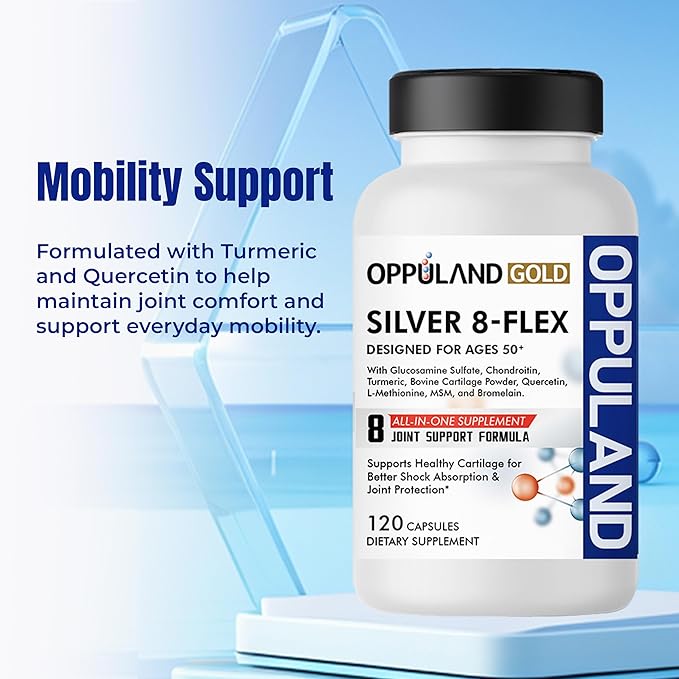 Silver 8 Flex - Joint Support Supplement for Men & Women - Glucosamine Chondroitin MSM Complex for Knee Hip and Movement Health - Nutritional Advanced Formula for Ages 50+ - 120 Capsules