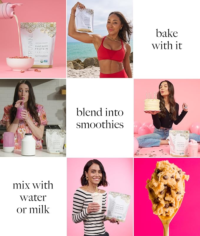Truvani Organic Plant Based Protein Powder | Vanilla | 20g Pea Protein | 18 Servings | Vegan & Keto | Gluten & Dairy Free | Low Carb | No Added Sugar