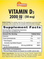 Sundance Vitamin D3 Gummies | 2000 IU | 48 Count | Pineapple Flavor | Vegetarian, Non-GMO, and Gluten Free Supplement