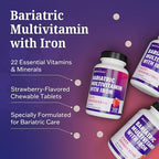 BioSchwartz Bariatric Multivitamin with Iron - 60 Chewable Tablets, 30-Day Supply - Third-Party Tested - Bariatric Multivitamin with Iron for Gastric Bypass