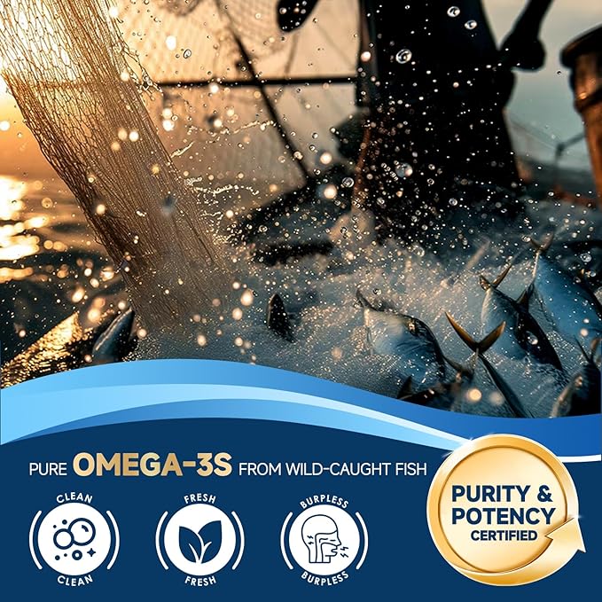 ZEBORA Triple Strength Omega-3 Fish Oil 2000mg – rTG Omega 3 Ultra High-Potency – Supports Heart, Brain, Eye, Skin & Immune Health – Fatty Acids EPA, DHA & DPA, 120 Softgels