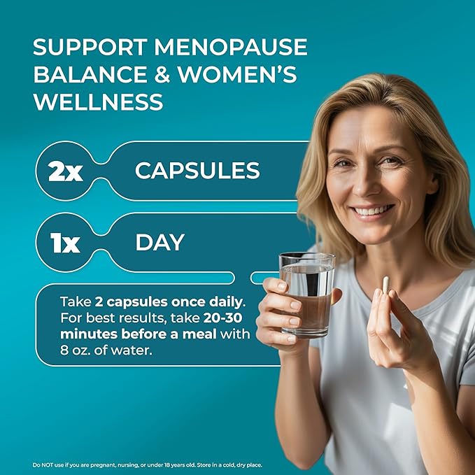 PUREHEALTH Research MenoHarmony - Herbal Menopause Supplement for Women - Female Hormone Balance for Hot Flashes & Night Sweats - with Passion Flower, Red Clover, Hops, Sage & More - 60 Capsules