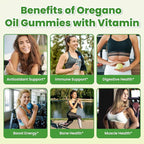 Oil of Oregano Gummies with Black Seed Oil + Vitamin D3, Oregano Oil Organic High Carvacrol, Immune & Digestive Support, Antioxidant Support, 60 Gummies