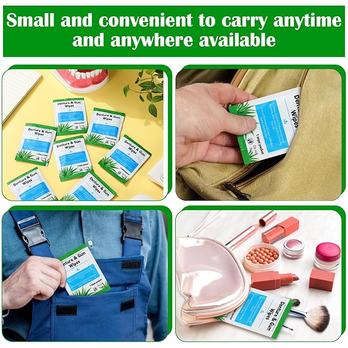 Timgle 200 Pcs Denture Cleaning Wipes Refreshes Mouth Deep Cleaning Wipes for Remove Denture Adhesive, Food Debris, Stains and Odor (Classic)