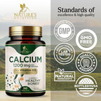 Calcium 1200 mg with Vitamin D3 Per Serving - Bone Health Supplement, Vitamin D & Calcium Supplements for Women & Men - Bone, Teeth & Immune Support, Nature's Calcium Pills, USA Bottled - 240 Tablets