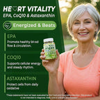 Omega 3 Gummies 2200mg from Algae Oil (DHA 640mg & EPA 290mg) for Women & Men, Vegan Omega 3 Fish Oil Alternative, w/CoQ10, Astaxanthin, Vitamin A, E, D3 for Brain, Eye, Antioxidant, Sugar Free, 1Pack