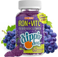 Vital+Boon - Iron with Vitamin C & B12 Gummies (60 Count) Vital for Red Blood Cell Formation | Gum Drop Grape Real Pectin Fruit Chew Supplements | Vegan, Non-GMO, Gluten Free & Gelatin Free