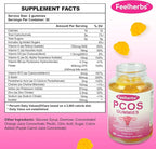 PCOS Gummies for Women Menstrual Cycle & Hormonal Balance, 60 Count Ovarian Support Gummies with Myo-Inositol, Folate and Vitamins, Orange Flavor PCOS Vitamins Gummies Helps Fertility and Ovulation