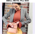 Pink Metal Pill Box Daily - Single Waterproof Travel Pill Container for Purse, Portable Pill Case for Vitamins, Fish Oil, Medicine, Cute Pill Holder Organizer, Big Size
