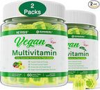 NEVISS (2 Pack) Vegan Multivitamin for Women & Men with Methyl B12, D3 K2, Plant Based Omega 3, Iron, Choline, Zinc, Whole Food Daily Vitamins Gummies for Vegans & Vegetarians, Sugar Free