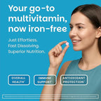 EZ Melts Multivitamin Without Iron - Daily Supplement with 18 Vitamins & Minerals - Contains Vitamin C, Folate, Biotin & More - Non-GMO & Vegan - Apple - 60 Dissolvable Tablets (30 Servings)