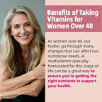 Multivitamin for Women Gummies for 40+ with Omega-3, Niacinamide, B-Complex, Lutein, Iron, Choline, Phosphatidylserine, Vitamin D3 for Skin, Hair, Energy, Immune, Bone - Vegan, Sugar Free, 120Cts
