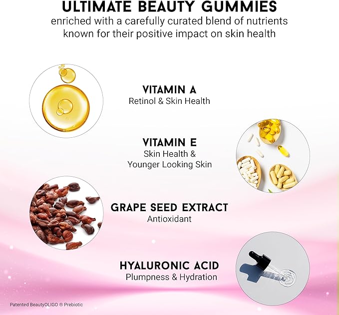Joyce Giraud Ultimate Beauty Gummies, 90-Day Supply, Supports Skin Hydration & Healthy Skin Tone, 270 Gummies