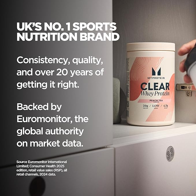 Myprotein Clear Whey Isolate Protein Powder, 20 Servings (1.1lbs) Fruit Punch, 20g Protein per Serving, Naturally Flavored Drink Mix, Daily Protein Intake for Superior Performance
