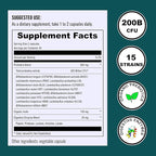 UpNourish Probiotics - 200 Billion CFUs for Men and Women, 15 Clinically Studied Strains, Prebiotics & Enzymes - 60 Vegan Capsules