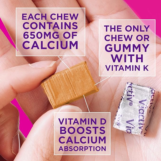 Viactiv Calcium + Vitamin D Supplement Soft Chews for Women & Men - Chewable Calcium for Bone Health Support, 650 mg per Serving, Vitamin D & K for High Absorption - 180 Count, Milk Chocolate