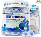 Organic Blue Spirulina Gummies, High Phycocyanin from Nutrient-Rich Blue-Green Algae for Antioxidants, Cellular Energy & Cleanse, Superfood w/Chlorella, CoQ10 & VC,Taurine,Green Tea, Sugar Free, 120Ct