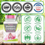 tnvitamins Cranberry Pills for Women: 600 mg of 50:1 Cranberry Concentrate Extract - 90 Capsules | Urinary Tract Health & Support* | Supplement for Women | Non-GMO | Made in the USA!