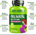 NATURELO Prenatal Multivitamin with Gentle Chelated Iron, Methyl Folate, Plant Calcium & Choline - Vegan, Vegetarian - Non-GMO - Gluten Free - 180 Capsules - 2 Month Supply
