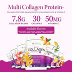 Multi Collagen Peptides Powder for Women - Hydrolyzed Flavored Collagen Powder for Women with Types I II III V & X Vitamin C & Hyaluronic Acid for Hair Skin and Nails (Peach Mango) - 30 Servings