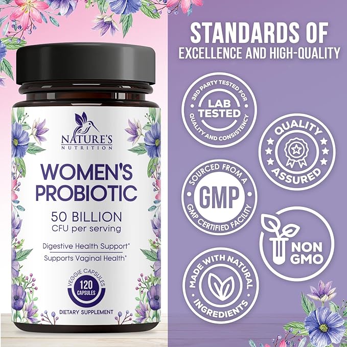 Probiotics for Women - 50 Billion CFU Per Serving - 16 Feminine Health Vag Strains - Prebiotic for Vaginal PH Balance, Urinary UT Health, Women's Probiotic - Shelf Stable - USA Bottled - 120 Capsules