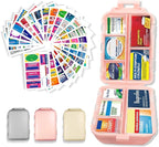 Pill Organizer with Medicine Labels 146 Labels Travel Daily Pill Container Mini Medication Organizer Storage Travel Essentials Pill Case 7 Day Pill Organizer (Beige+Pink+Grey, 3 Packs (Large))