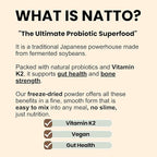 Matcharl Japanese Natto Powder, Freeze-Dried 50g (1.76oz) Nattokinase & Vitamin K2 | Fermented Soybean Superfood Supports Gut Health | Probiotic & Prebiotic | Non-GMO, Vegan, Made in Japan