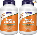 NOW Foods Supplements, Super Enzymes, Formulated with Bromelain, Ox Bile, Pancreatin and Papain, 180 Tablets (Pack of 2)