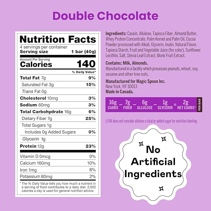 Magic Spoon Treats - 8 High Protein Bars, Double Chocolate - High Protein Gluten Free Snack - Sugar Free & Gluten Free Protein Cereal Bar - Low Carb & Keto Friendly - Healthy Snacks for Adults