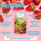 Vitamin D3 K2 Gummies,Vitamin D3 10000 IU with K2 200mcg,VitaminC,Calcium,Magnesium,Zinc,Support for Bones,Joints,Muscles,Nerves,and Immune System (60, Strawberry,Sugar-Free)