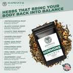 Elephantal Wellness Premium Hormone Herbal Tea | PCOS, Hormonal Balance & Mood Support with Chaste Berry, Shatavari, Dong Quai & Black Cohosh | Handmade, Non-GMO, Caffeine-Free Loose Leaf Blend | 2oz Loose Leaf, 20 Servings