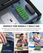 Pill Organizer 2 Times A Day, 7 Day Am Pm Pill Box - Acedada Weekly Pill Organizer with Separate Container, Portable Daily Medicine Planner Dispenser Case for Vitamin, Fish Oils, Supplements, Green