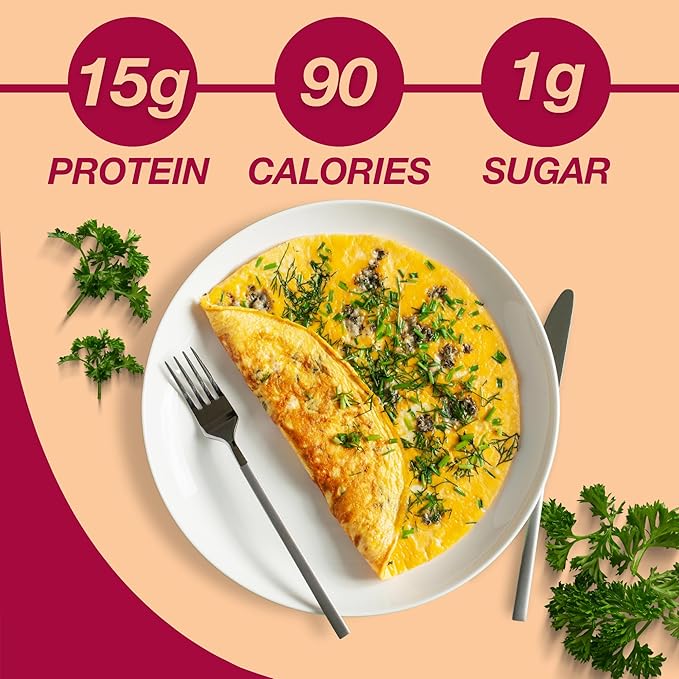 ProtiDIET Bacon Cheese Omelette Mix – Low-Sugar, No Trans Fat, High Protein Snack for 7 Adults – Nutritious Meal Replacement - Quick and Easy to Prepare - 7 Pouches Per Box